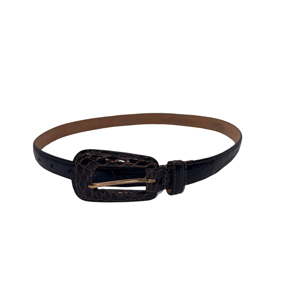 WCM New York Brown Genuine American Alligator Skinny Belt Womens XS Made in USA